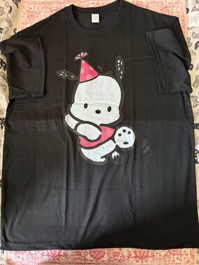 Black Graphic Cotton Pochaccon Tshirt